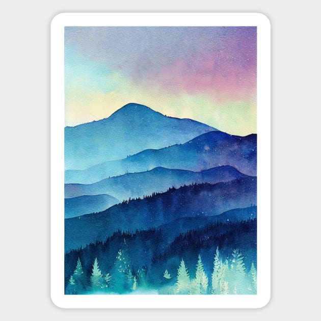 Watercolor mountains landscape Sticker by redwitchart